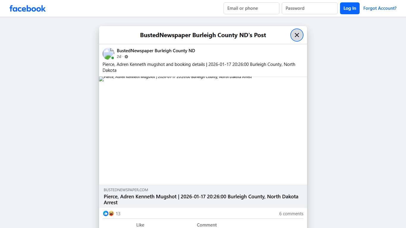 Pierce, Adren Kenneth... - BustedNewspaper Burleigh County ND | Facebook